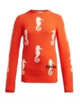 PRADA Seahorse-intarsia orange wool-blend sweater