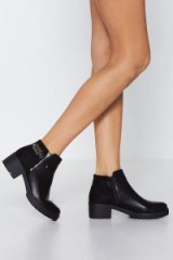 NASTY GAL Stomp the Competition Ankle Boot in Black – black heels