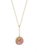 RETROUVAI Yin Yang diamond, pink opal & gold necklace