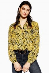 TOPSHOP Abstract Animal Shirt in Mustard / yellow animal prints