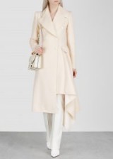 ALEXANDER MCQUEEN Porcelain draped wool-blend coat ~ chic asymmetric outerwear