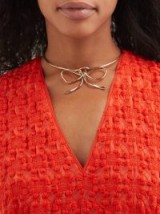 SONIA BOYAJIAN Audrey bow tie bronze necklace ~ statement choker necklaces