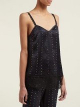 KOCHÉ Bead-embroidered lace and satin cami top in black ~ beaded camisole