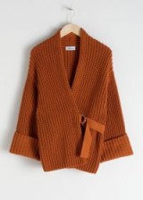 & other stories Belted Cardigan in Rust ~ orange-brown oversized cardi