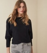 REISS BETH SHEER DETAILED JUMPER NAVY ~ dark-blue paneled sweater