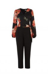 OASIS BOLD BLOOM D RING JUMPSUIT Black Multi / floral jumpsuits