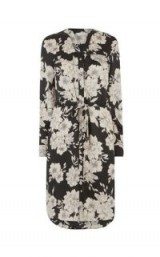 OASIS BOLD BLOOM MIDI SHIRT DRESS MULTI BLACK / floral waist tie dresses