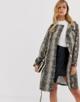 Boohoo belted midi trench coat in snake / animal prints