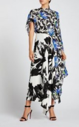 ROLAND MOURET CALHERN DRESS in mixed mono painterly / large floral paint prints