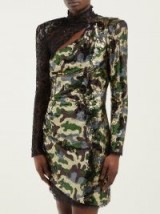 DUNDAS Camouflage and leopard-lace sequinned mini dress ~ event glamour