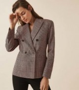 REISS CILLIAN CHECKED BOYFRIEND FIT BLAZER BLACK/PINK ~ chic checks