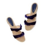 Alexandre Birman CLARITA BRAIDED FLATS in blue velvet / cute bow front jute sandals