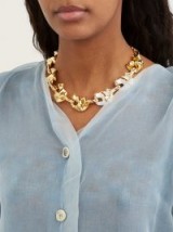 MARNI Crinkle pendant necklace ~ gold-tone statement jewellery