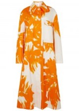 DRIES VAN NOTEN Riguel orange printed cotton coat ~ loose tailored coats ~ citrus colours