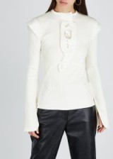 ELLERY Erratum cream ribbed-knit top ~ structured shoulders