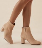 REISS FLORENS SUEDE SUEDE BLOCK HEELED BOOTS NEUTRAL ~ luxe booties