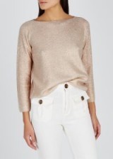 FORTE_FORTE Gold open-knit cashmere-blend jumper ~ luxe metallic-weave sweater