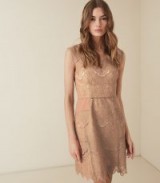 REISS GEMINA LACE FIT AND FLARE DRESS NUDE ~ feminine event clothing