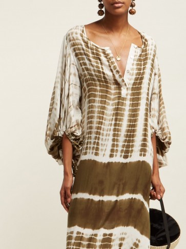 RHODE RESORT Delilah tie dye-print cotton dress in brown / summer kaftans