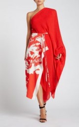 ROLAND MOURET GRAHAM DRESS in red painterly large / dramatic floral prints