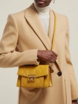 GIVENCHY GV3 small quilted ochre-yellow leather cross-body bag