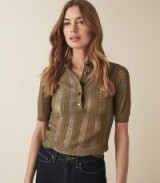 REISS LANA KNITTED TOP ANTIQUE GOLD ~ subtle metallics