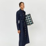 WAREHOUSE LONG SHIRT DENIM DRESS / front button-up dresses