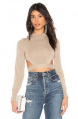 Lovers + Friends Date Night Sweater in Taupe ~ cut-out crop top