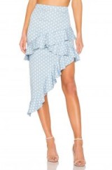 MAJORELLE Sugar Rush Skirt in Baby Blue Dot ~ frill trimmed spring skirts