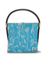 ROCHAS Metallic brocade satin clutch ~ turquoise and silver bags ~ luxe accessory