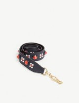 MULBERRY Geometric floral leather bag strap in bright navy / blue flower embellished handbag straps