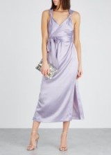 NANUSHKA Shanti lilac satin midi dress ~ feminine event clothing