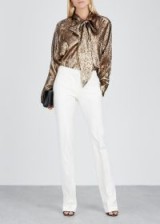 PETAR PETROV Brook oversized lamé blouse ~ effortless glamour ~ metallic pussy bow shirts