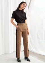 & other stories Racer Stripe Trousers in Beige ~ light-brown side striped pants
