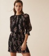 REISS ROMA FLORAL PRINTED MINI DRESS BLACK FLORAL ~ feminine style