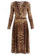 DOLCE & GABBANA Rose and leopard-print ruffled dress in brown / wild animal prints