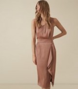 REISS SARA ONE SHOULDER COCKTAIL DRESS BRONZE ~ feminine partywear