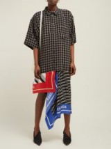 BALENCIAGA Scarf-panelled striped cotton shirtdress in black ~ mixed print shirt dress