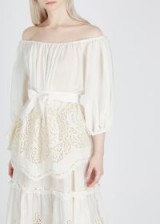 STELLA MCCARTNEY Ivory broderie anglaise bardot silk top ~ luxe boho clothing