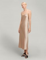 JOSEPH Stone Silk Satin Dress in Coffee