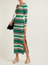 MIU MIU Green striped ribbed-jersey dress ~ effortless style clothing