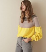 REISS TULUM COLOUR BLOCKED JUMPER YELLOW ~ statement knitwear