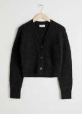 & Other Stories Wool Blend Cardigan in Black | chunky ribbed cardi