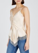 ALEXANDER WANG Almond chain-embellished silk top ~ luxe camisole