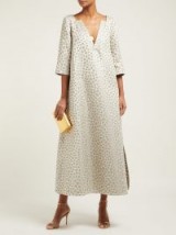 MARTA FERRI Animal-jacquard midi dress in pale-gold ~ elegant event wear