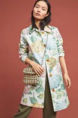 ANTHROPOLOGIE Mellie Hydrangea Raincoat – pretty floral mac for spring