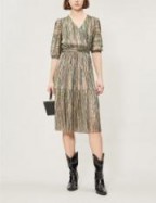 BA&SH Star striped woven dress in green ~ shimmering fabrics