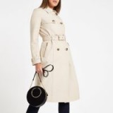 RIVER ISLAND Beige double breasted belted trench coat ~ classic mac