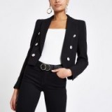 RIVER ISLAND Black button front cropped blazer – chic jackets