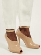 BURBERRY Blyth peep-toe crocodile-effect beige leather pumps